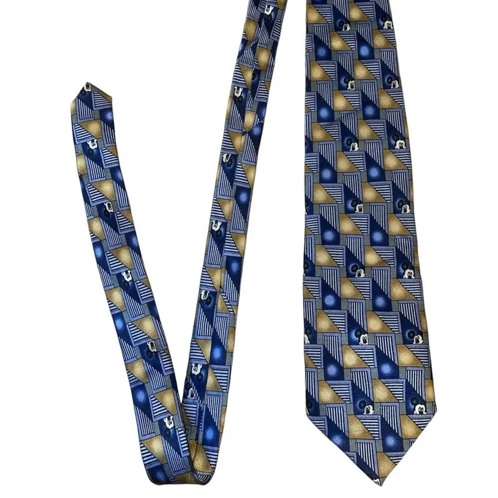 WALT DISNEY Mickey Blue Gold Silk Mens Tie